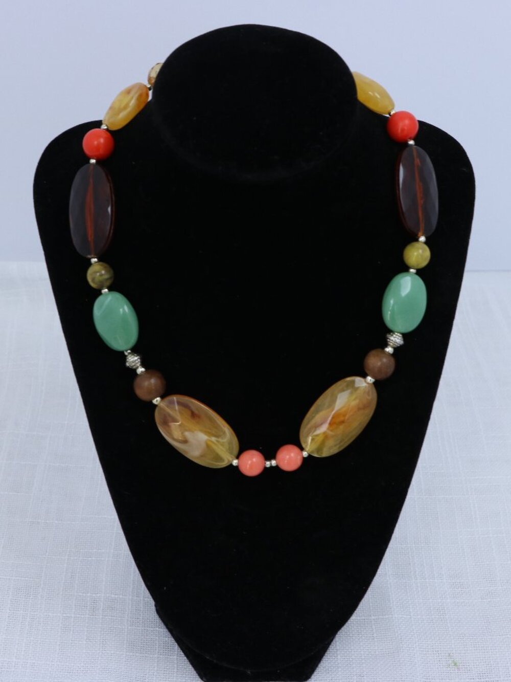 Chunky Multicolor Beaded Statement Necklace Bold Fashion Jewelry